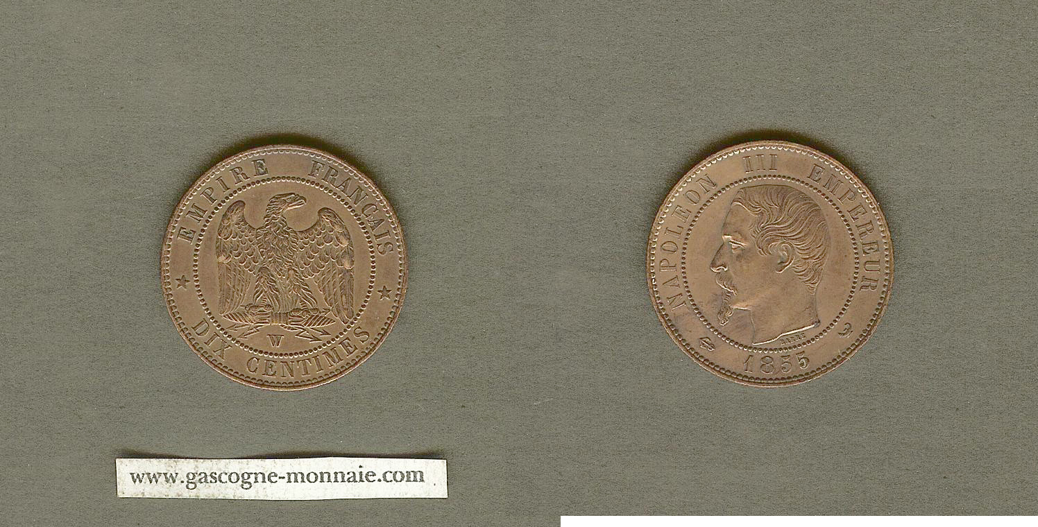 10 centimes Napoleon III 1855W AU+
